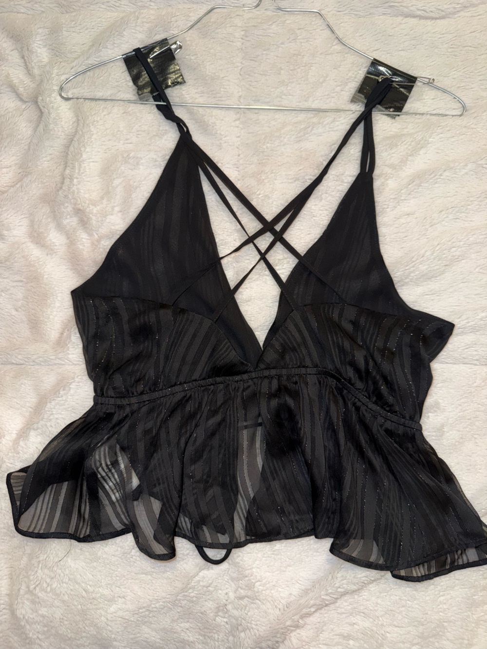 Express Black Sparkle Strappy Cami - Picture 2 of 3